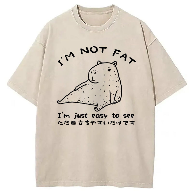 Capybara Fat Just Easy to See Washed T-Shirt Funny Graphic Gift For Friends Gifts For Him - Gypsysystersgift