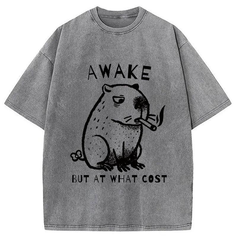 Capybara Smoking Washed T-Shirt Classic Graphic Fashion Tee Gifts For Him - Gypsysystersgift