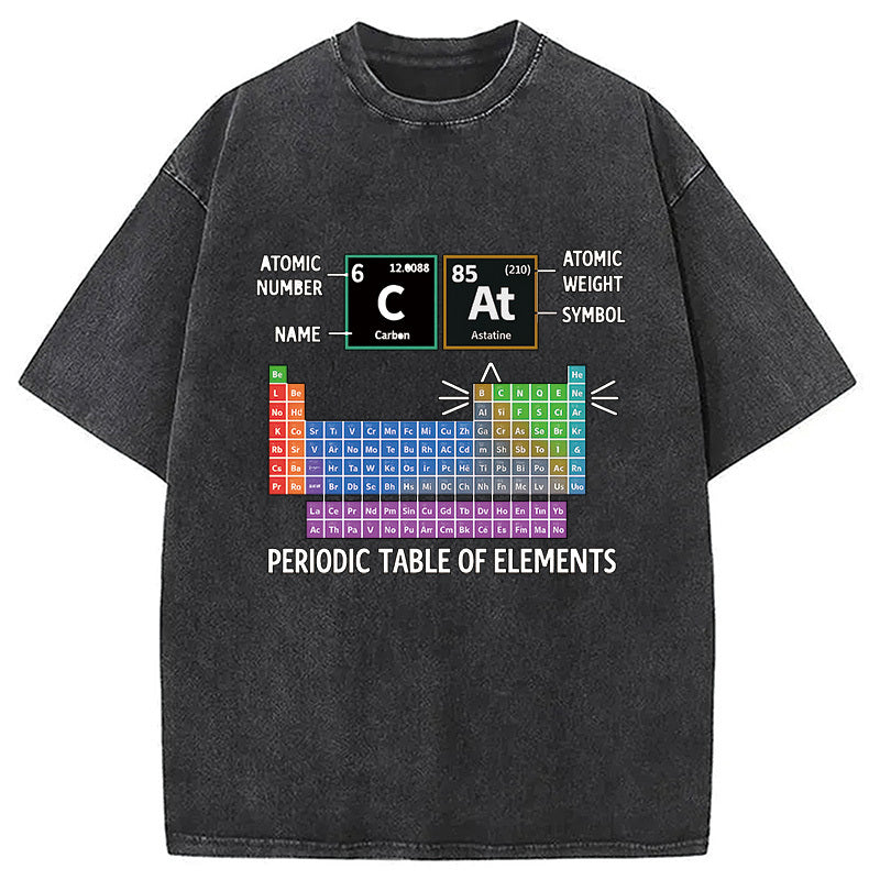 Cat Periodic Table Chemistry Washed T-Shirt Funny Quote Unisex Shirt Gifts For Her - Gypsysystersgift