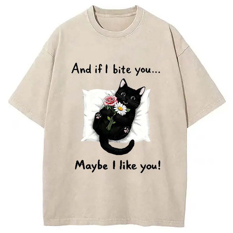 Cat's Expression Of Love Washed T-Shirt Classic Graphic Fashion Tee Gifts For Her - Gypsysystersgift