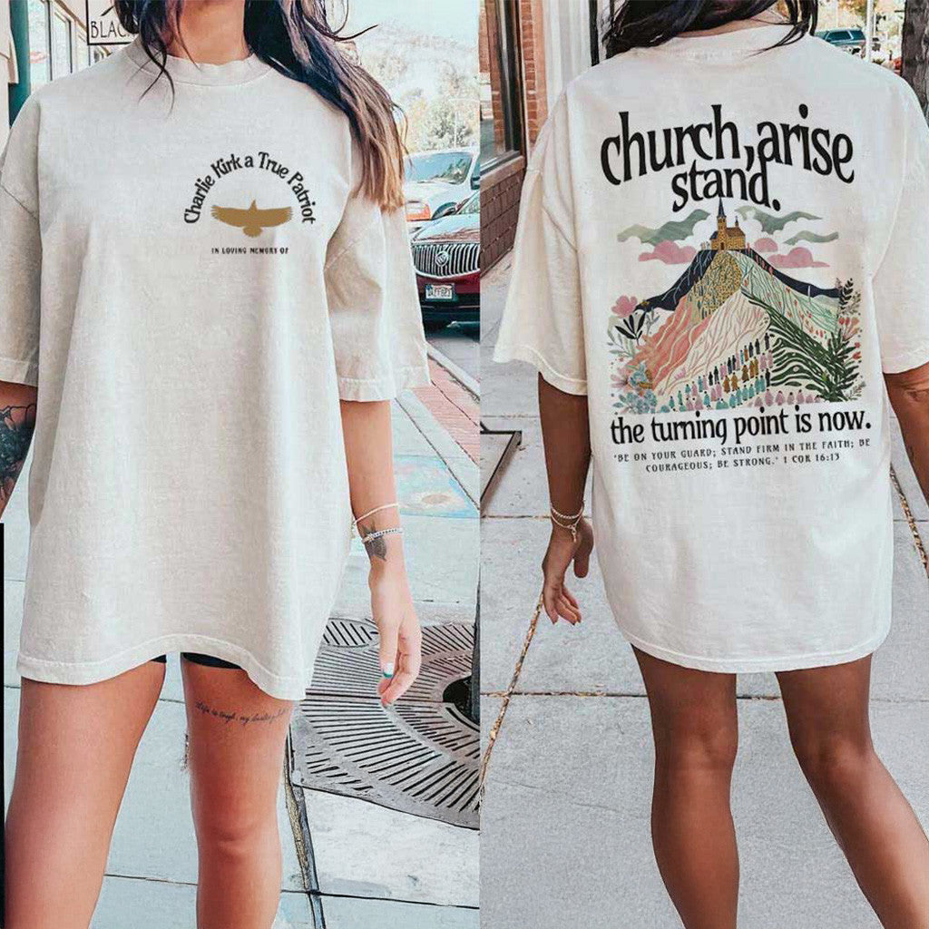 Charlie Kirk Church Arise Patriotic Christian Bible Verse T-Shirt RIP Charlie Kirk Shirt - Gypsysystersgift