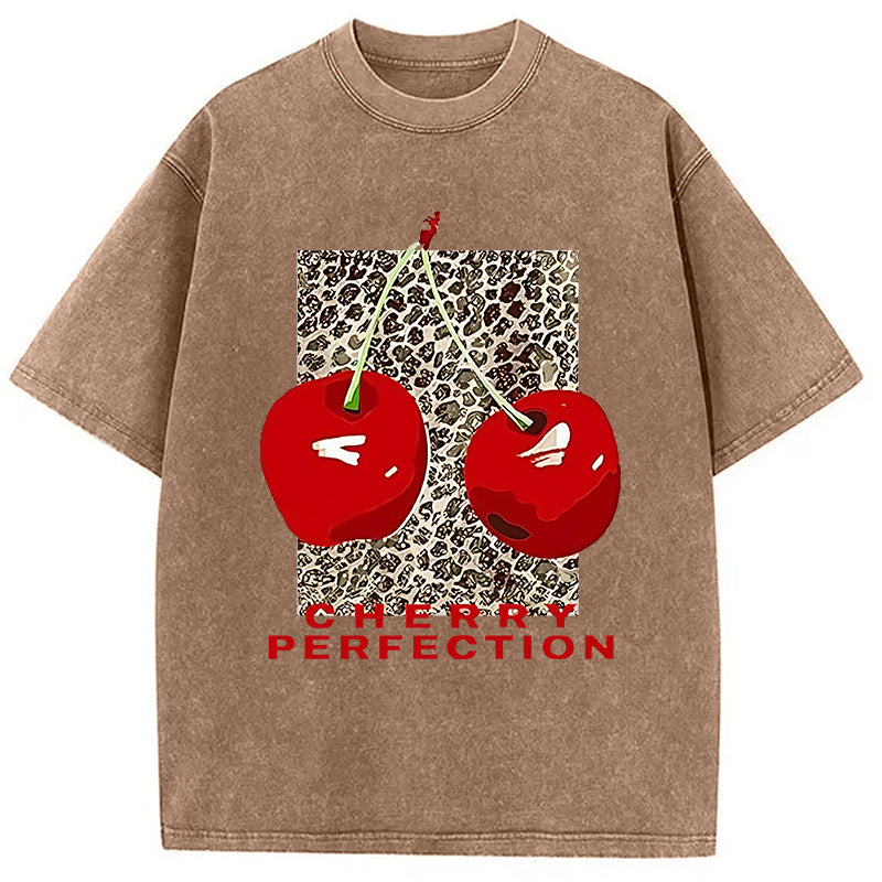 Cherry Perfection Washed T-Shirt Funny Quote Unisex Shirt Gifts For Him - Gypsysystersgift
