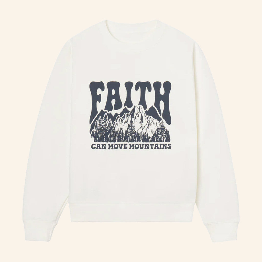 Christian Merch Faith Can Move Mountains Crewneck Sweatshirt Xmas Gifts For Him - Gypsysystersgift