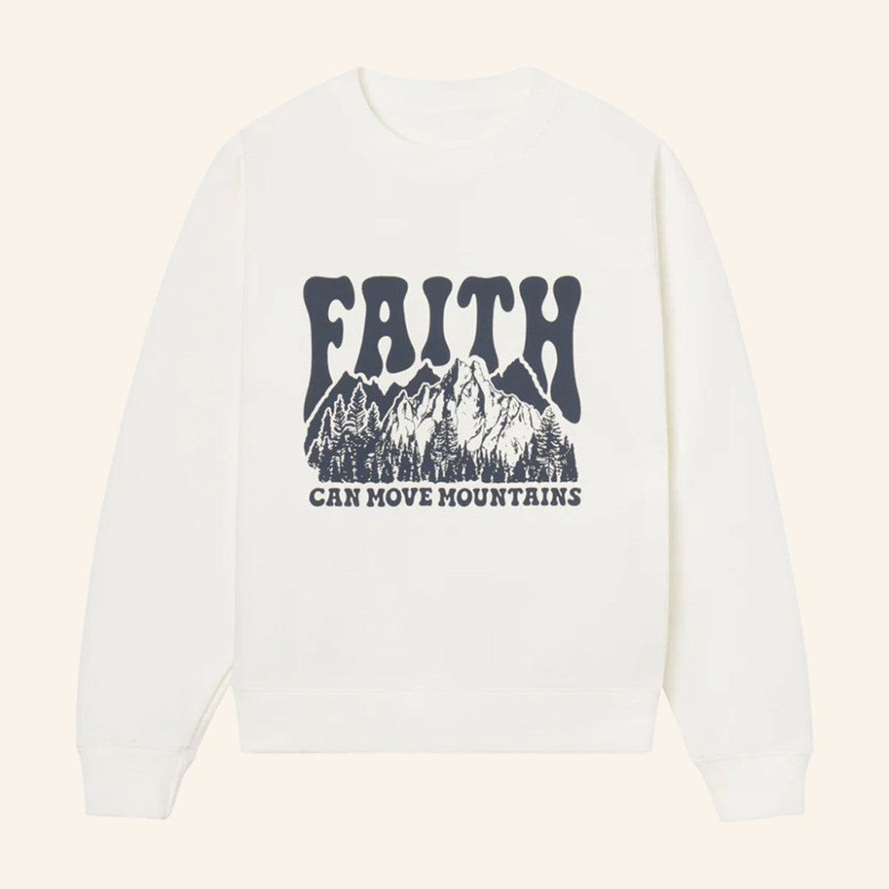 Christian Merch Faith Can Move Mountains Crewneck Sweatshirt Xmas Gifts For Him - Gypsysystersgift