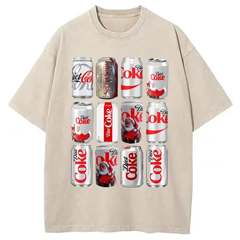 Christmas Coca Cola Washed T-Shirt Funny Aesthetic Trendy Apparel Gifts For Her - Gypsysystersgift
