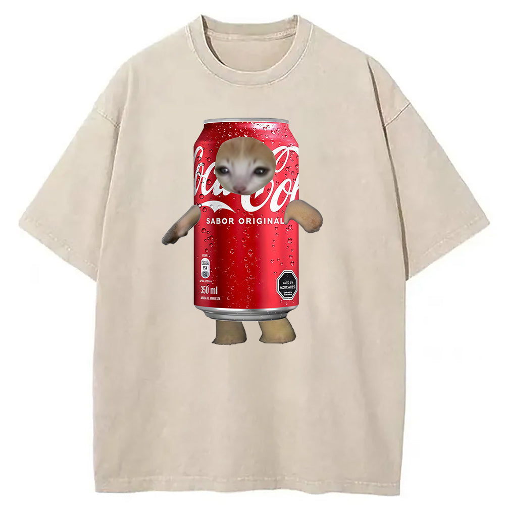 Coca Cola Kitty Washed T-Shirt Retro Humor Outfit Idea Gifts For Her - Gypsysystersgift