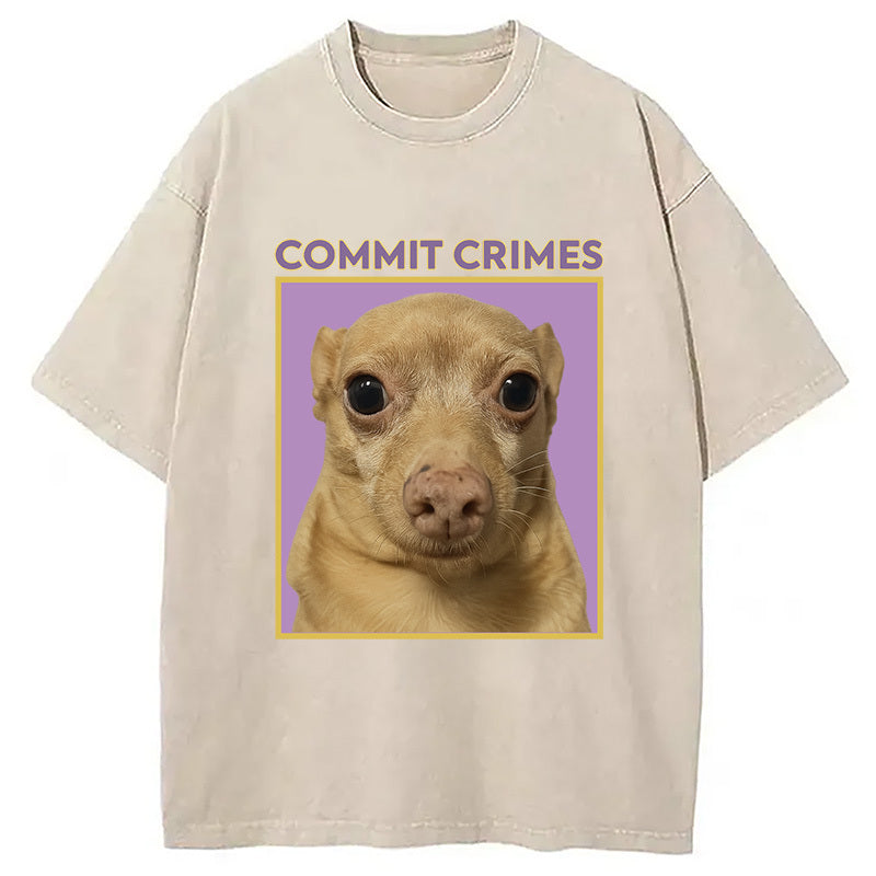 Crime Mouse Washed T-Shirt Funny Aesthetic Trendy Apparel Gifts For Him - Gypsysystersgift