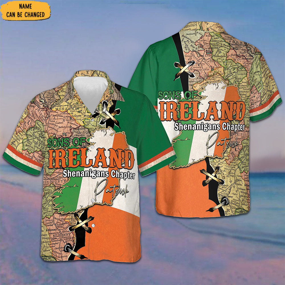 Custom Sons Of Ireland Shenanigans Chapter Hawaiian Shirt Gifts For St Patrick's Day Irish - Famerry
