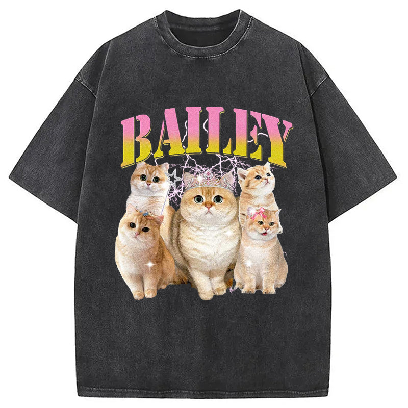 Cute Cat Meme Washed T-Shirt Retro Humor Graphic Top Gifts For Him - Gypsysystersgift