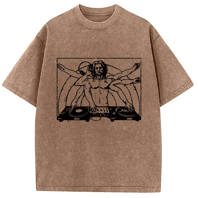 Da Vinci Cool DJ Washed T-Shirt Trendy Everyday Casual Outfit Gifts For Her - Gypsysystersgift