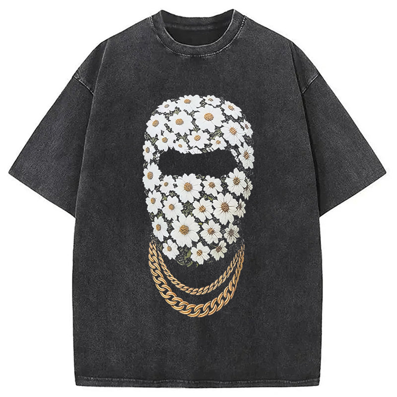 Daisy Mask Washed T-Shirt Funny Aesthetic Trendy Apparel Gifts For Her - Gypsysystersgift