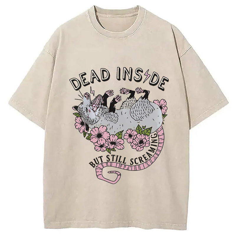 Dead Inside Washed T-Shirt Classic Graphic Fashion Tee Gifts For Besties - Gypsysystersgift