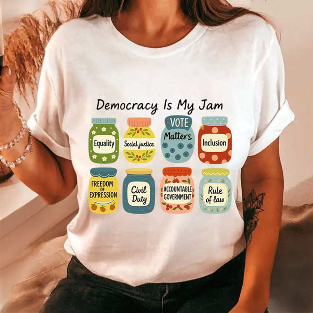 Democracy Is My Jam Political Statement T-Shirt Christmas Gift Ideas For Her - Gypsysystersgift