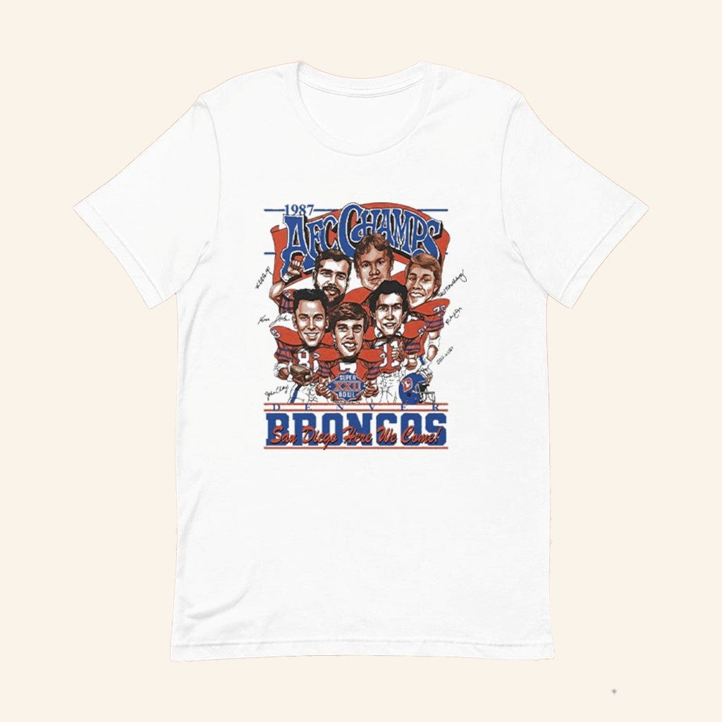 Denver Football AFC Champs 1987 Caricature T-Shirt Denver Football Merch Gifts For Him - GypsysystersGift