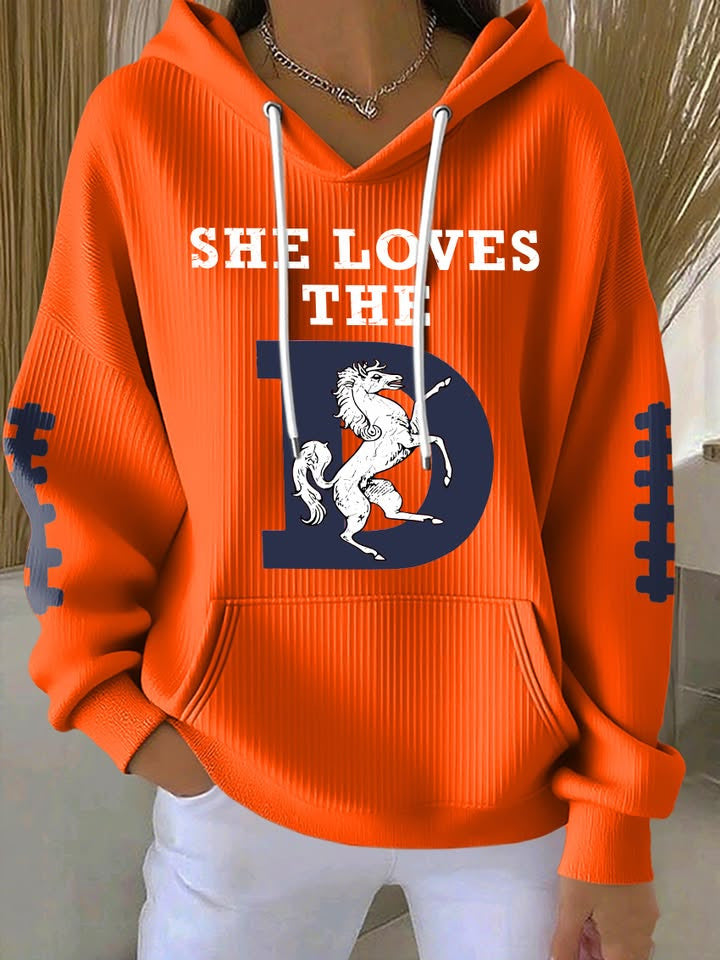 Denver Football Sweatshirt She Loves The D Sweatshirt Game Day Women's Apparel Gifts For Her - Gypsysystersgift