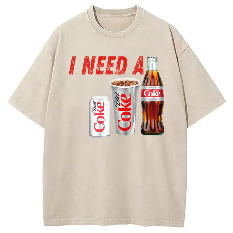 Diet Coca Cola Washed T-Shirt Casual Vintage Everyday Look Gifts For Her - Gypsysystersgift