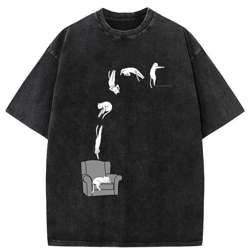 Diving Details Cat Washed T-Shirt Everyday Comfort Graphic Shirt Gifts For Him - Gypsysystersgift
