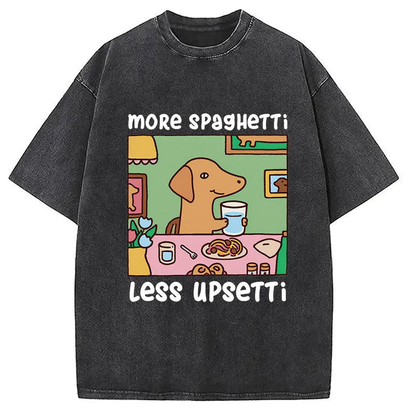 Doxie Eating Spaghetti Washed T-Shirt Casual Vintage Everyday Look Gifts For Her - Gypsysystersgift