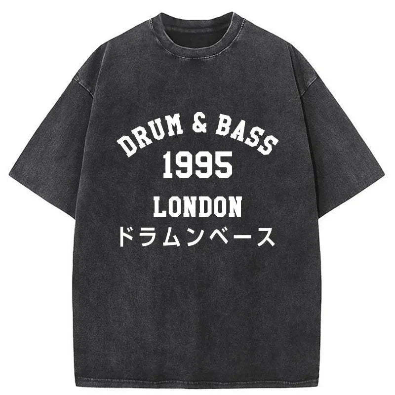 Drum & Bass 1995 Washed T-Shirt Funny Aesthetic Trendy Apparel Gifts For Her - Gypsysystersgift