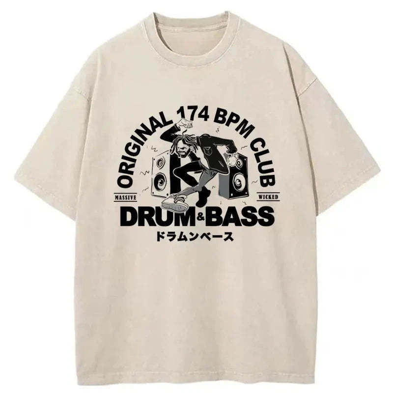 Drum&Bass Japan Washed T-Shirt Funny Aesthetic Trendy Apparel Gifts For Him - Gypsysystersgift