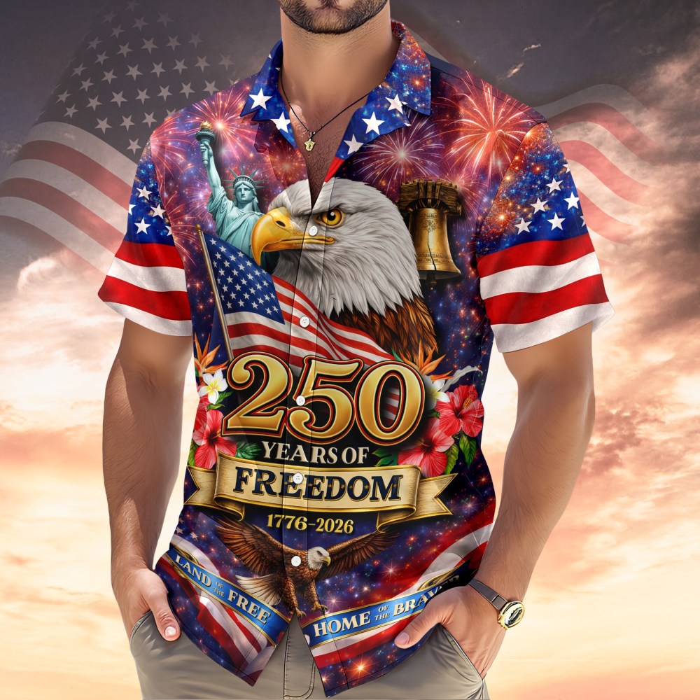 Eagle America 250 Years Of Freedom Hawaiian Shirt 1776 2026 Patriotic Apparel Gifts For Him - Gypsy Systers