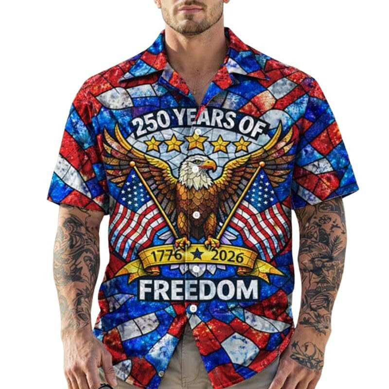 Eagle America 250 Years Of Freedom Hawaiian Shirt 1776 2026 Patriotic Clothes Gifts For Him - Famerry