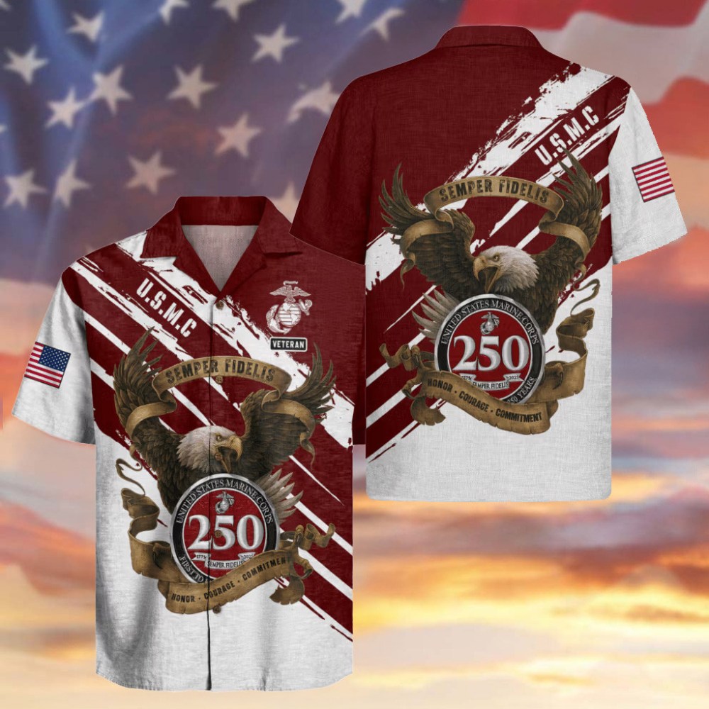 Eagle USMC Veteran Hawaiian Shirt 250th Anniversary Apparel Christmas Gifts For Him - Gypsy Systers