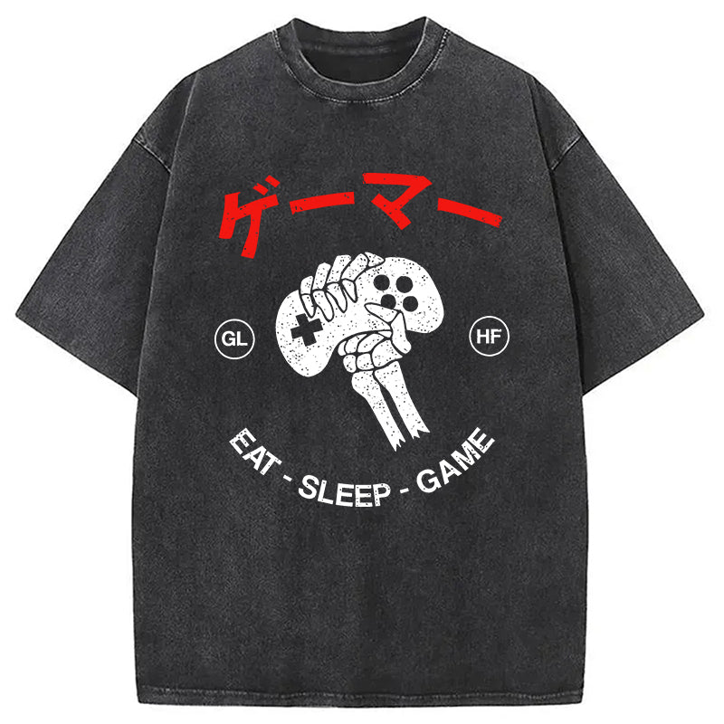 Eat Sleep Game Washed T-Shirt Classic Graphic Fashion Tee Gifts For BFF - Gypsysystersgift