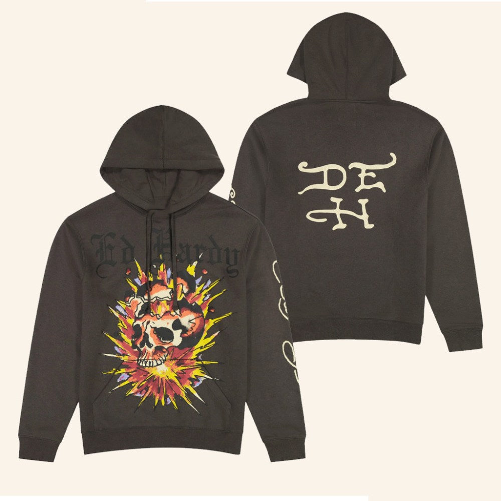 Ed Hardy Merch Exploding Skull Hoodie Ed Hardy Hoodie Birthday Present For Him - Gypsysystersgift