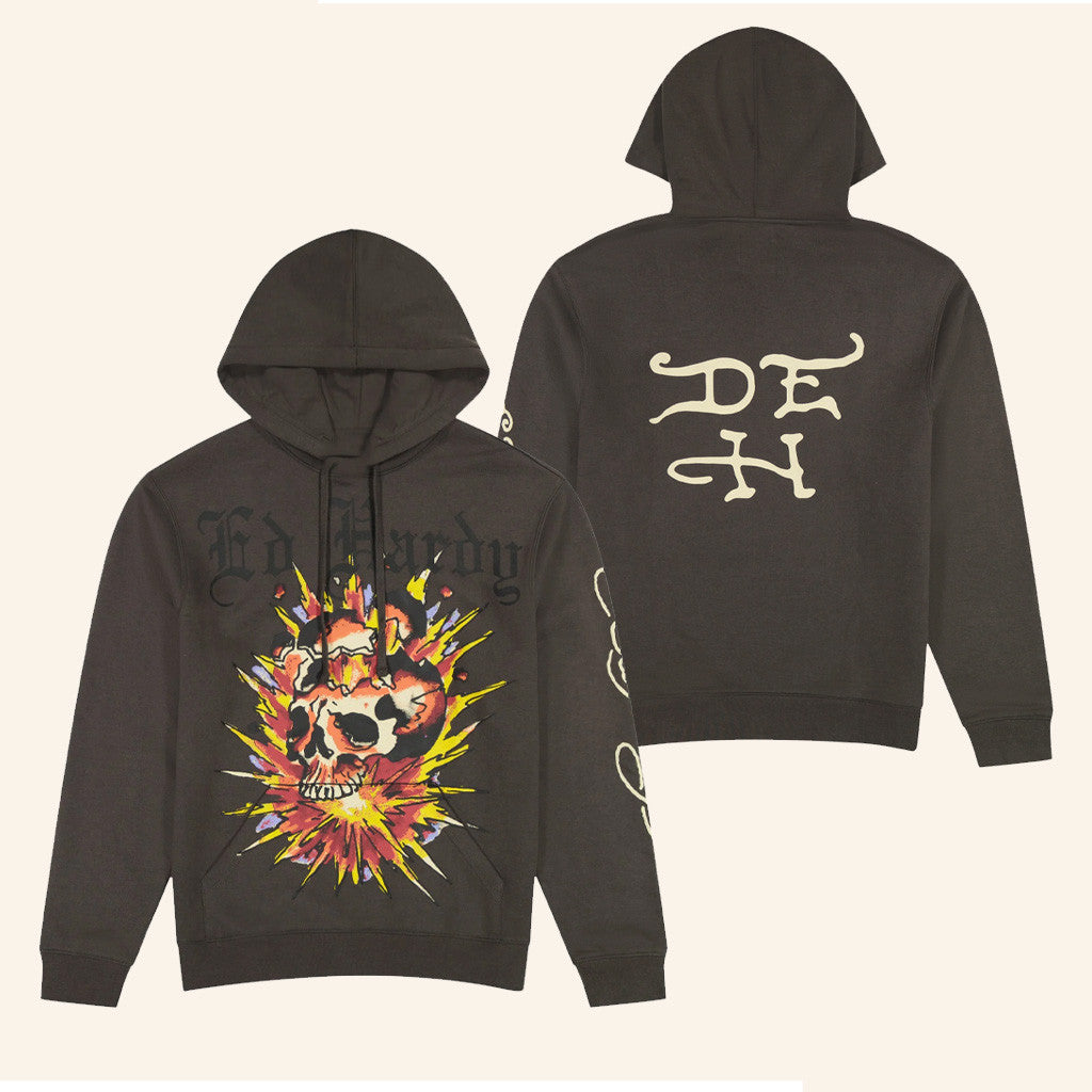 Ed Hardy Merch Exploding Skull Hoodie Ed Hardy Hoodie Birthday Present For Him - Gypsysystersgift
