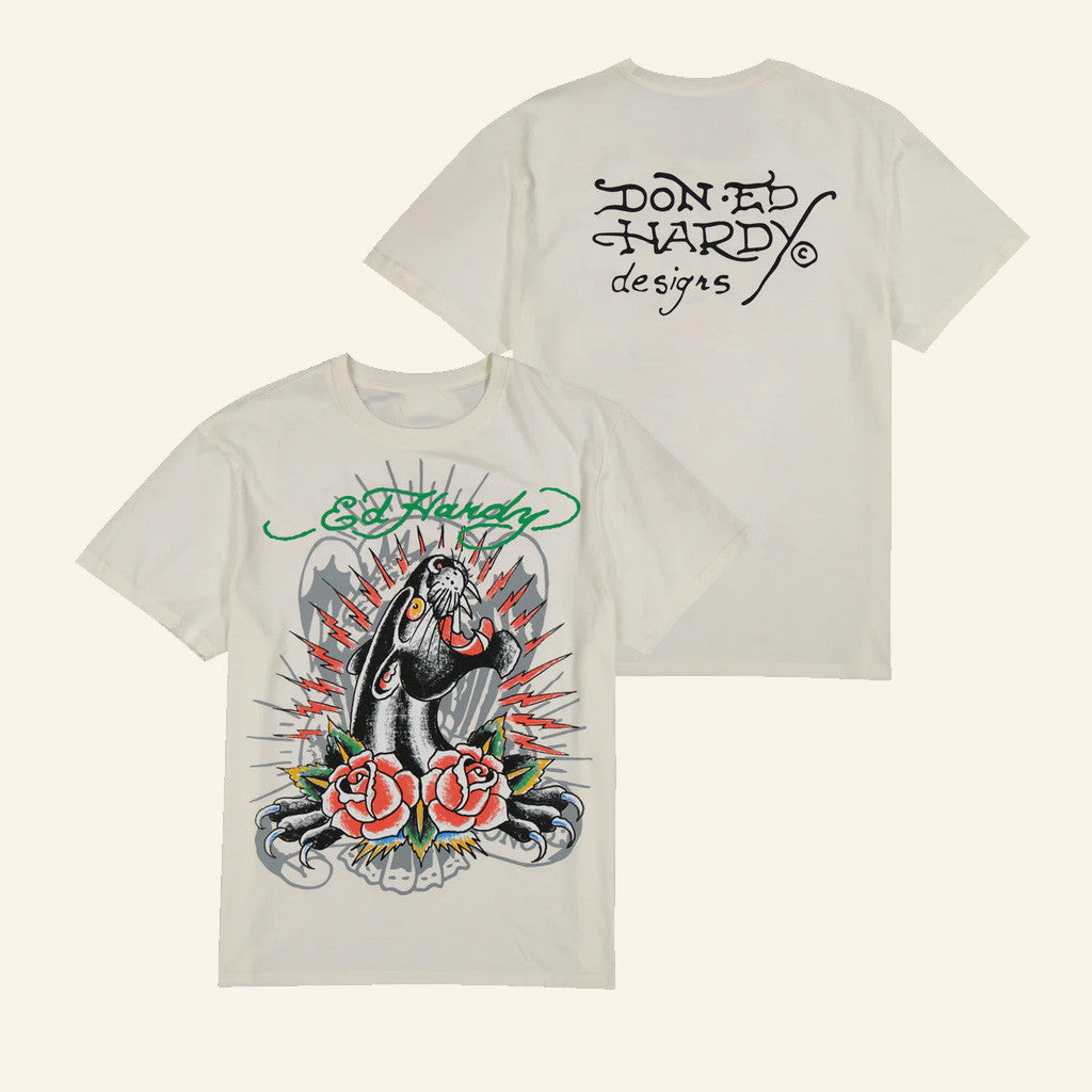 Ed Hardy Merch Panther Rose T-Shirt Ed Hardy Shirt Christmas Gifts For Him - Gypsysystersgift
