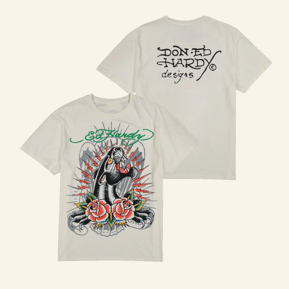 Ed Hardy Merch Panther Rose T-Shirt Ed Hardy Shirt Christmas Gifts For Him - Gypsysystersgift