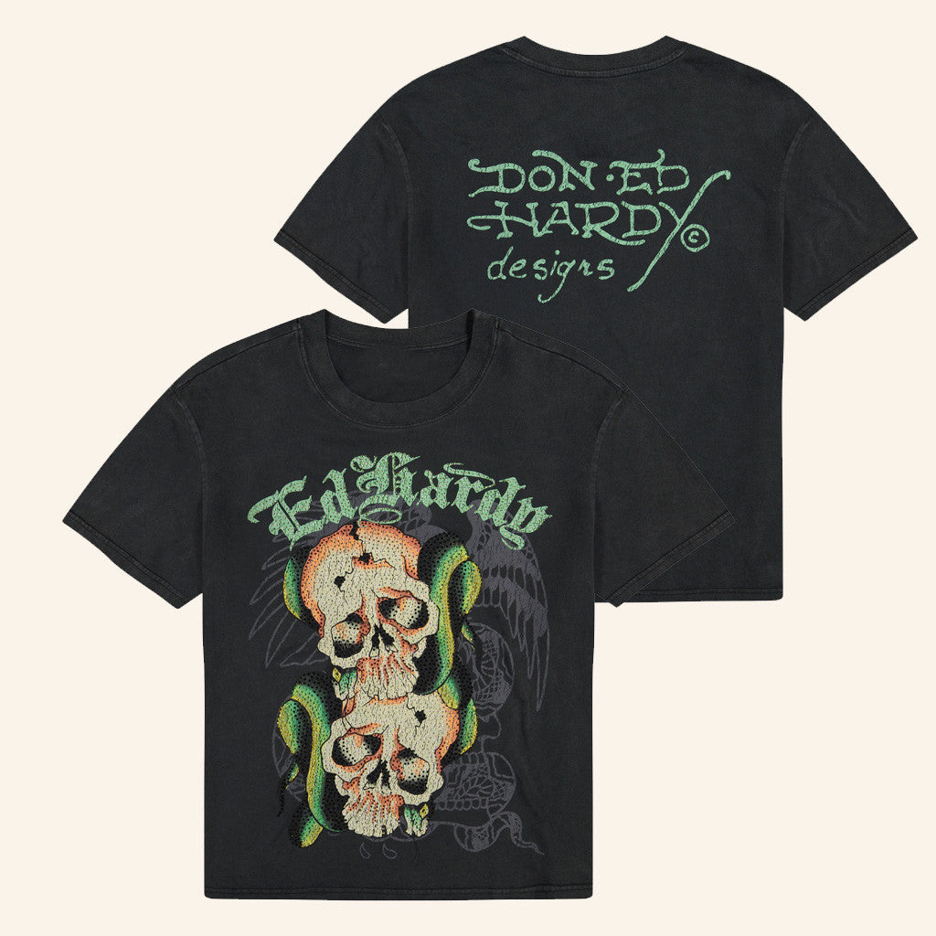 Ed Hardy Merch Skull Snakes T-Shirt Christmas Presents For Him - Gypsysystersgift