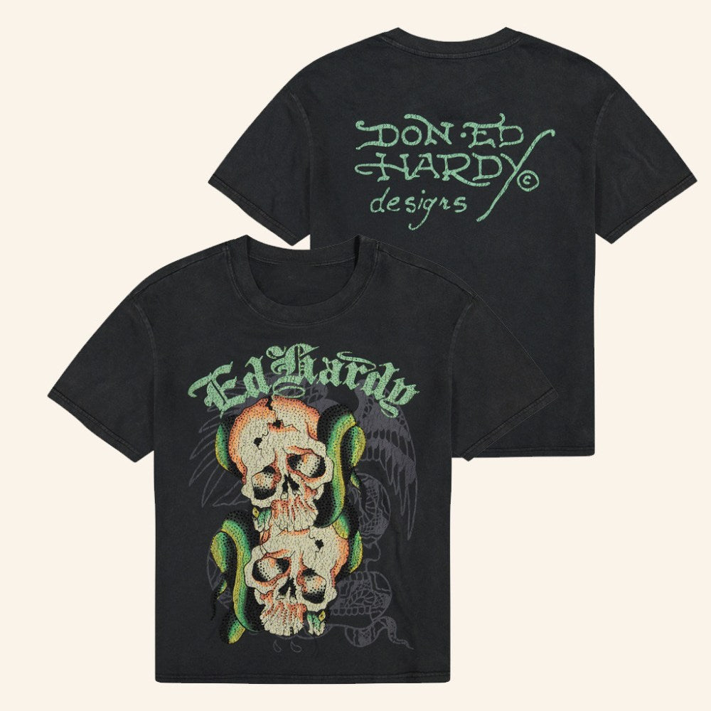 Ed Hardy Merch Skull Snakes T-Shirt Christmas Presents For Him - Gypsysystersgift