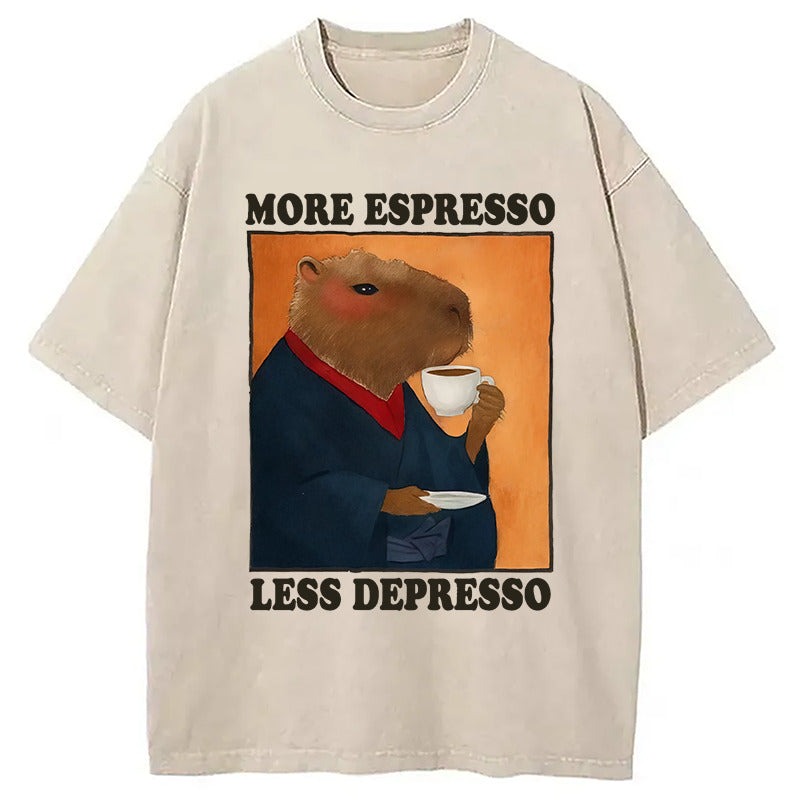 Elegant Capybara Washed T-Shirt Retro Humor Outfit Idea Gifts For Sister - Gypsysystersgift