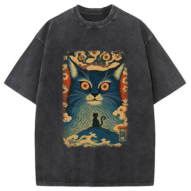 Eye Of The Soul-cat Washed T-Shirt Funny Quote Unisex Shirt Gifts For Him - Gypsysystersgift