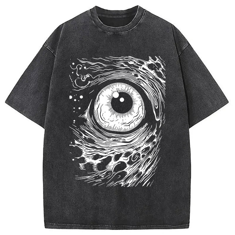 Eyeball Dark Aesthetic Washed T-Shirt Casual Vintage Everyday Look Gifts For Her - Gypsysystersgift