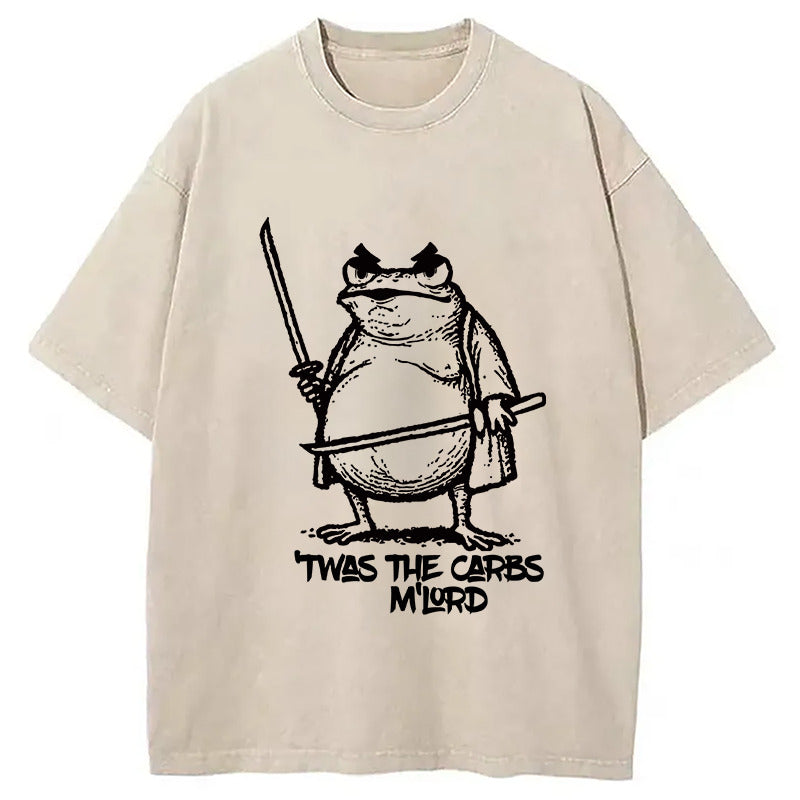 Fat Samurai Frog Washed T-Shirt Unique Aesthetic Fashion Tee Gifts For Besties - Gypsysystersgift