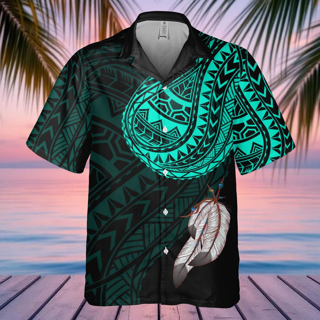 Feather Native American Hawaiian Shirt Inspired Themed Native American Gifts For Him - Famerry
