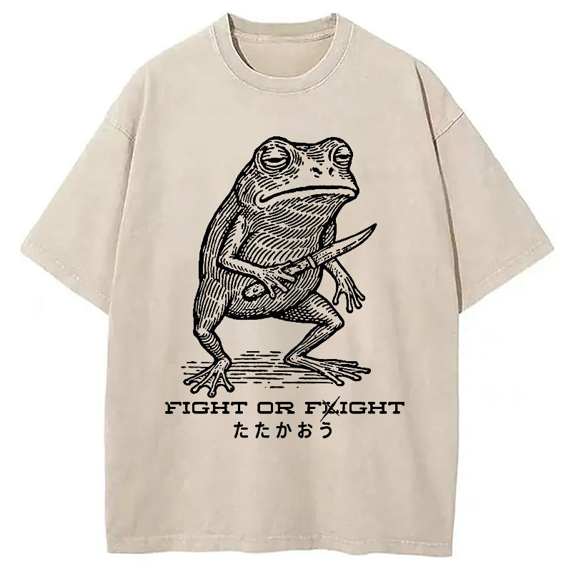 Fighting Frog Washed T-Shirt Soft Cotton Daily Wear Tee Gifts For Her - Gypsysystersgift