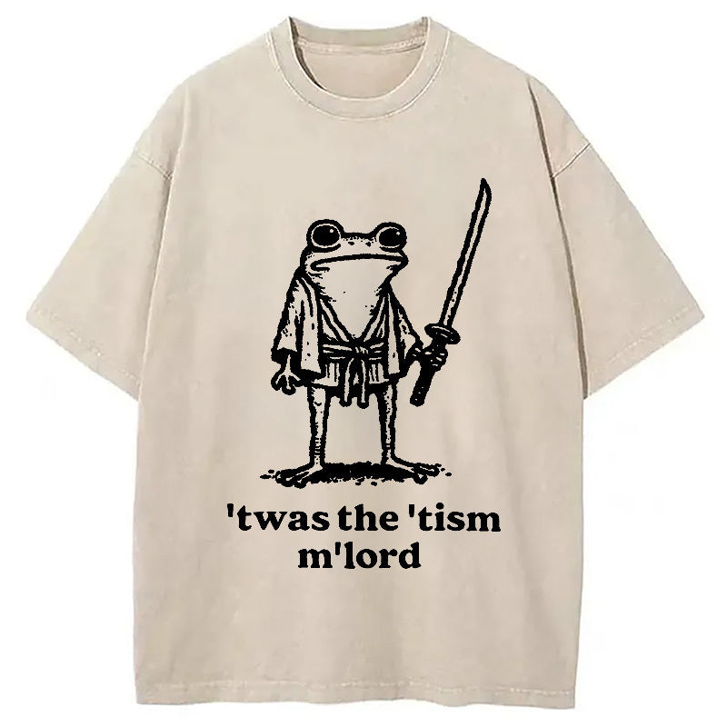 Focused Samurai Frog Washed T-Shirt Soft Cotton Daily Wear Tee Gifts For Him - Gypsysystersgift