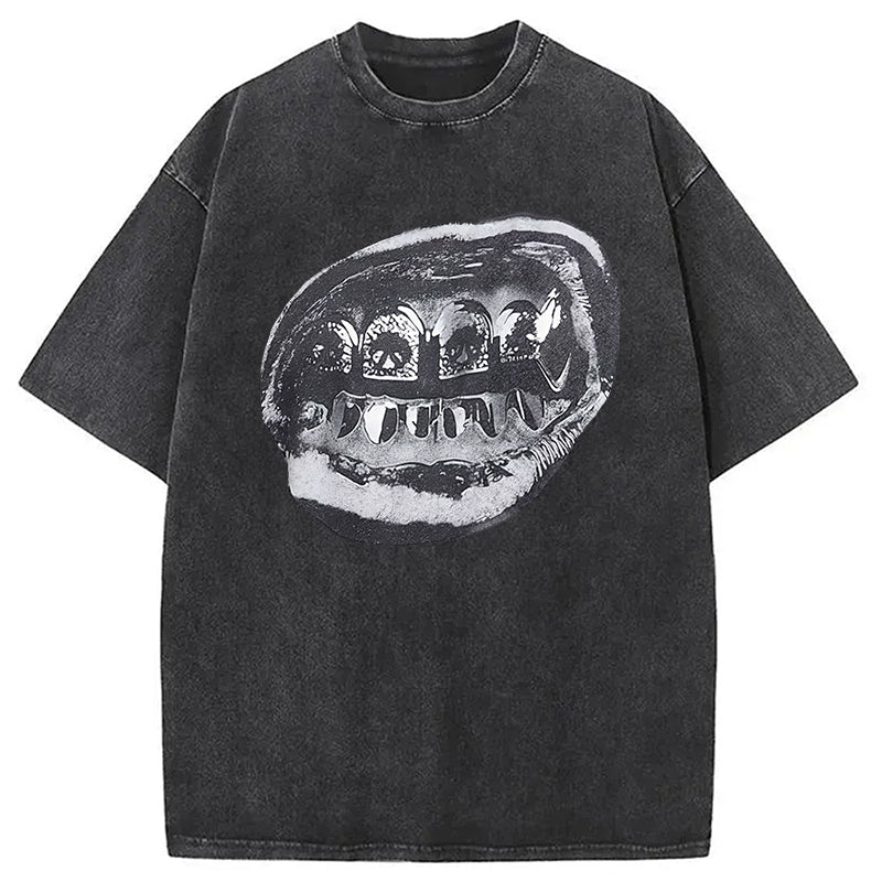 Foil Diamonds Lips Washed T-Shirt Minimal Retro Graphic Clothing Gifts For Him - Gypsysystersgift