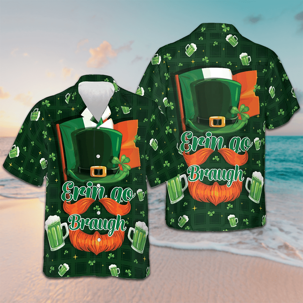 Forever Beer And Green Seamless Ireland Hawaiian Shirt St Patrick's Day 2023 Button Up Shirt - Famerry