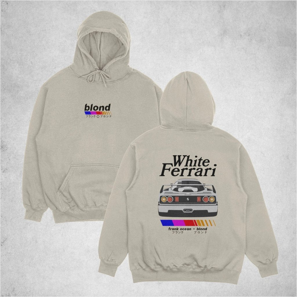 Frank Ocean Blond White Ferrari Hoodie, Inspired Blond Album Hoodie Gifts For Her Trendy Merch - Gypsysystersgift