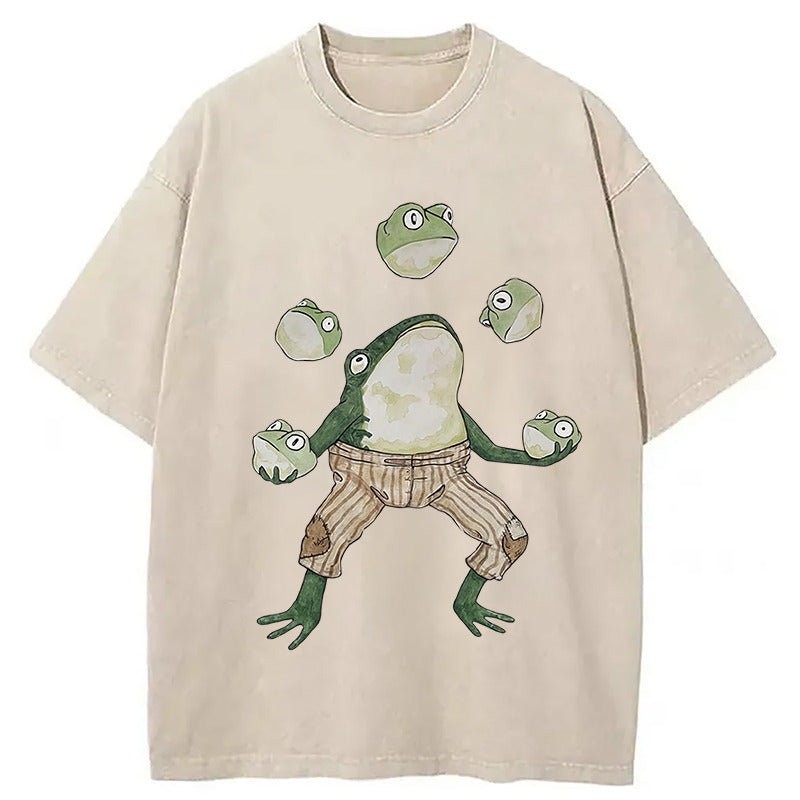 Frog Acrobatic Master Washed T-Shirt Unisex Streetwear Graphic Style Gifts For BFF - Gypsysystersgift
