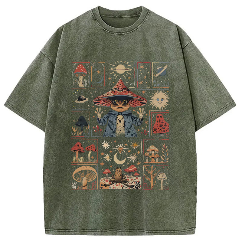 Frog Wizard Washed T-Shirt Casual Vintage Everyday Look Gifts For BFF - Gypsysystersgift