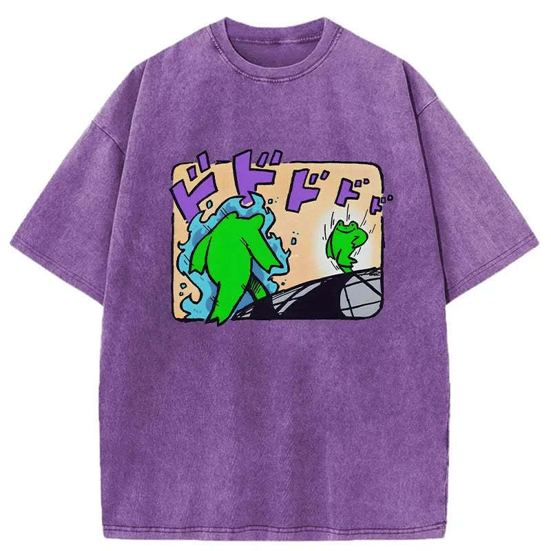 Froggy's Bizarre Adventure Washed T-Shirt Classic Graphic Fashion Tee Gifts For Her - Gypsysystersgift