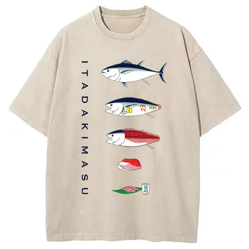 From Fish To Sashimi Washed T-Shirt Funny Aesthetic Trendy Apparel Gifts For Him - Gypsysystersgift