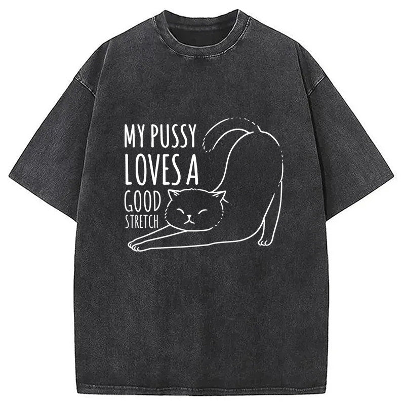 Funny Cat Washed T-Shirt Cool Urban Street Style Shirt Gifts For Her - Gypsysystersgift