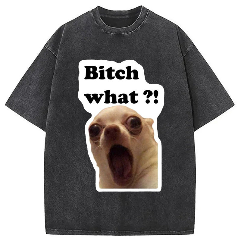 Funny Dog Face Meme Washed T-Shirt Retro Humor Outfit Idea Gifts For Her - Gypsysystersgift